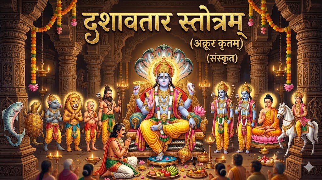 दशावतार स्तोत्रम् (अक्रूर कृतम्) (संस्कृत) | Dashavatara Stotram by Akrura Lyrics in Sanskrit - Sadhanas.in