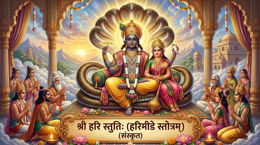 श्री हरि स्तुतिः (हरिमीडे स्तोत्रम्) (संस्कृत) | Shri Hari Stuti (Harimide Stotram) Lyrics in Sanskrit - Sadhanas.in - Page 2 - Sadhanas.in श्री हरि स्तुतिः (हरिमीडे स्तोत्रम्) (संस्कृत) | Shri Hari Stuti (Harimide Stotram) Lyrics in Sanskrit - Sadhanas.in