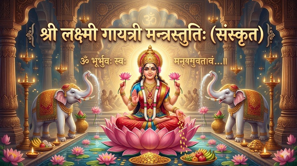 श्री लक्ष्मी गायत्री मन्त्रस्तुतिः (संस्कृत) | Shri Lakshmi Gayatri Mantra Stuti Lyrics in Sanskrit - Sadhanas.in - Sadhanas.in श्री लक्ष्मी गायत्री मन्त्रस्तुतिः (संस्कृत) | Shri Lakshmi Gayatri Mantra Stuti Lyrics in Sanskrit - Sadhanas.in