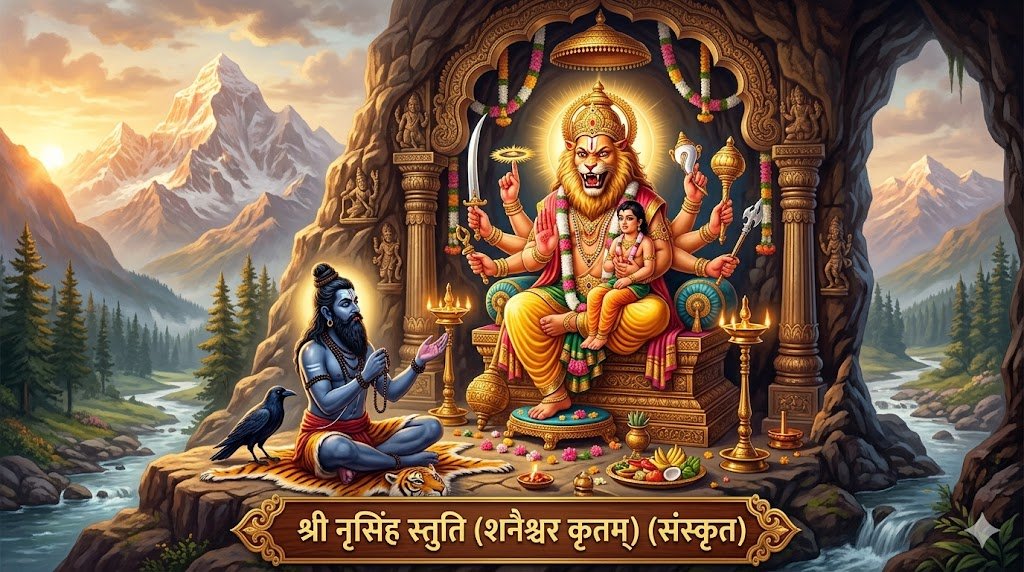 श्री नृसिंह स्तुति (शनैश्चर कृतम्) (संस्कृत) | Shri Narasimha Stuti (Shanaishchara Kritam) Lyrics in Sanskrit - Sadhanas.in - Page 2 - Sadhanas.in श्री नृसिंह स्तुति (शनैश्चर कृतम्) (संस्कृत) | Shri Narasimha Stuti (Shanaishchara Kritam) Lyrics in Sanskrit - Sadhanas.in