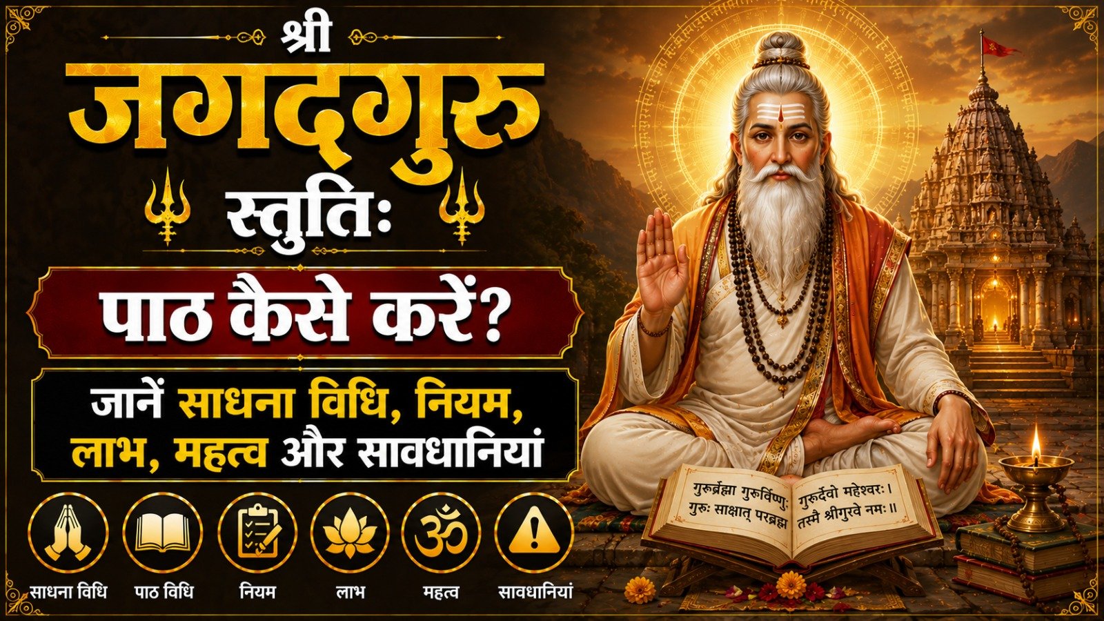 Jagadguru Stuti श्री जगद्गुरु स्तुतिः पाठ कैसे करें जानें साधना विधि नियम लाभ महत्व और सावधानियांIt takes 15 minutes to read this article    Sadhanasin   Sadhanasin