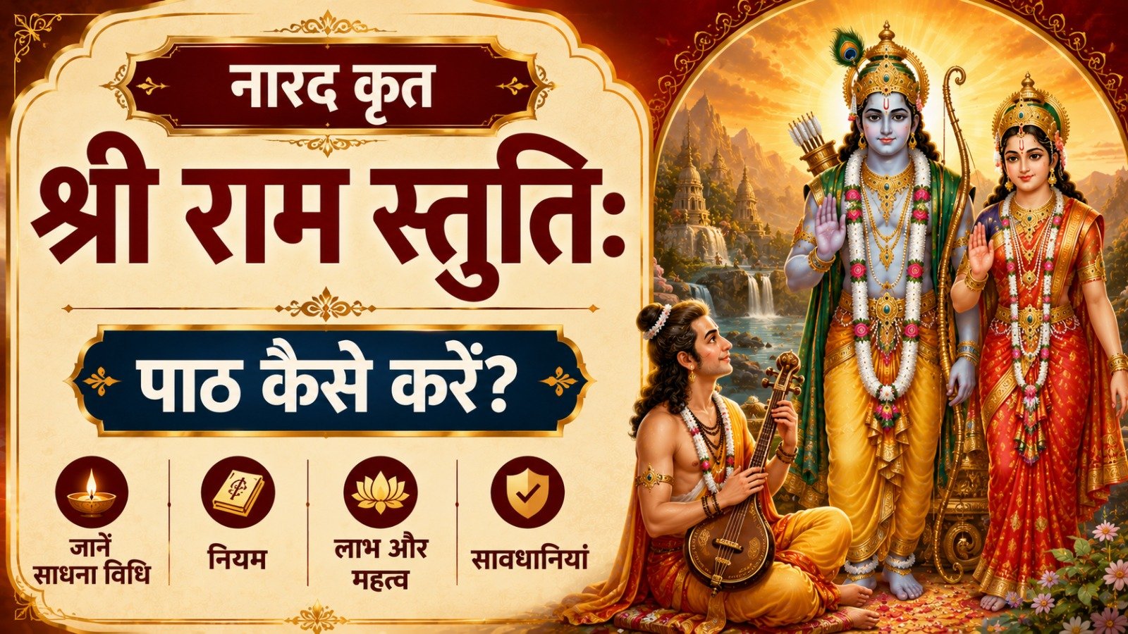 Narada Kruta Sri Rama Stuti श्री राम स्तुतिः पाठ कैसे करें जानें साधना विधि नियम लाभ महत्व और सावधानियांIt takes 16 minutes to read this article    Sadhanasin   Sadhanasin