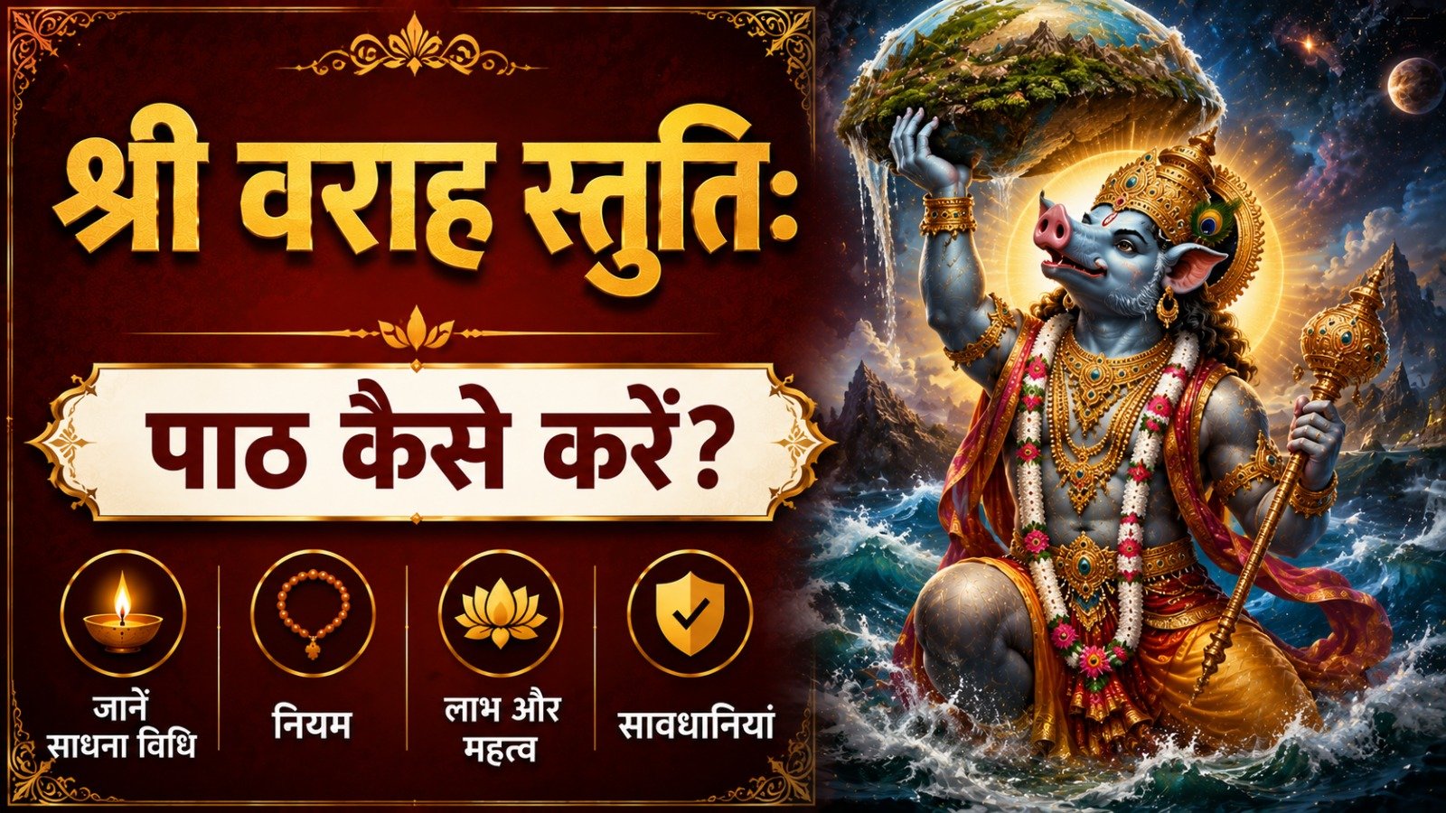 Sri Varaha Stuti श्री वराह स्तुतिः पाठ कैसे करें जानें साधना विधि नियम लाभ महत्व और सावधानियांIt takes 15 minutes to read this article    Sadhanasin   Sadhanasin
