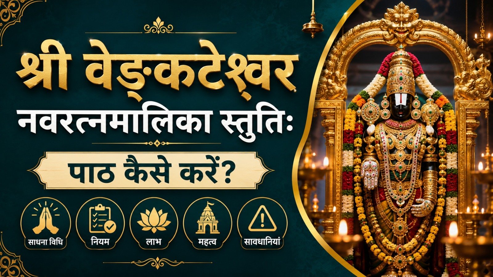 Sri Venkateshwara Navaratna Malika Stuti श्री वेङ्कटेश्वर नवरत्नमालिका स्तुतिः पाठ कैसे करें जानें साधना विधि नियम लाभ महत्व और सावधानियांIt takes 15 minutes to read this article    Sadhanasin   Sadhanasin
