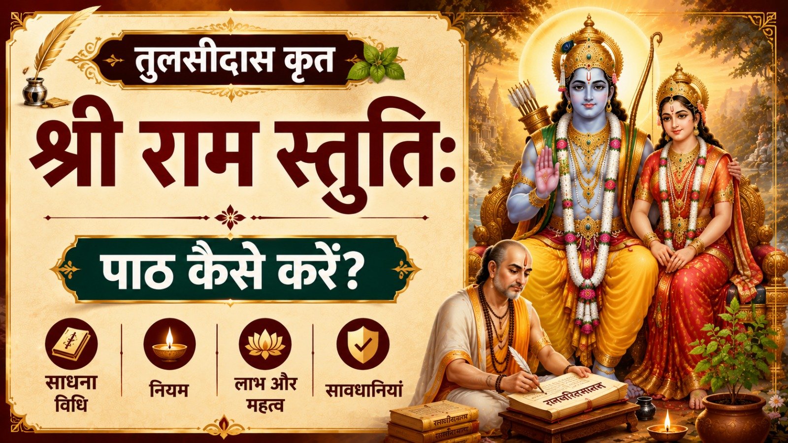 Tulasidasa Kruta Sri Rama Stuti श्री राम स्तुतिः पाठ कैसे करें जानें साधना विधि नियम लाभ महत्व और सावधानियांIt takes 15 minutes to read this article    Sadhanasin   Sadhanasin