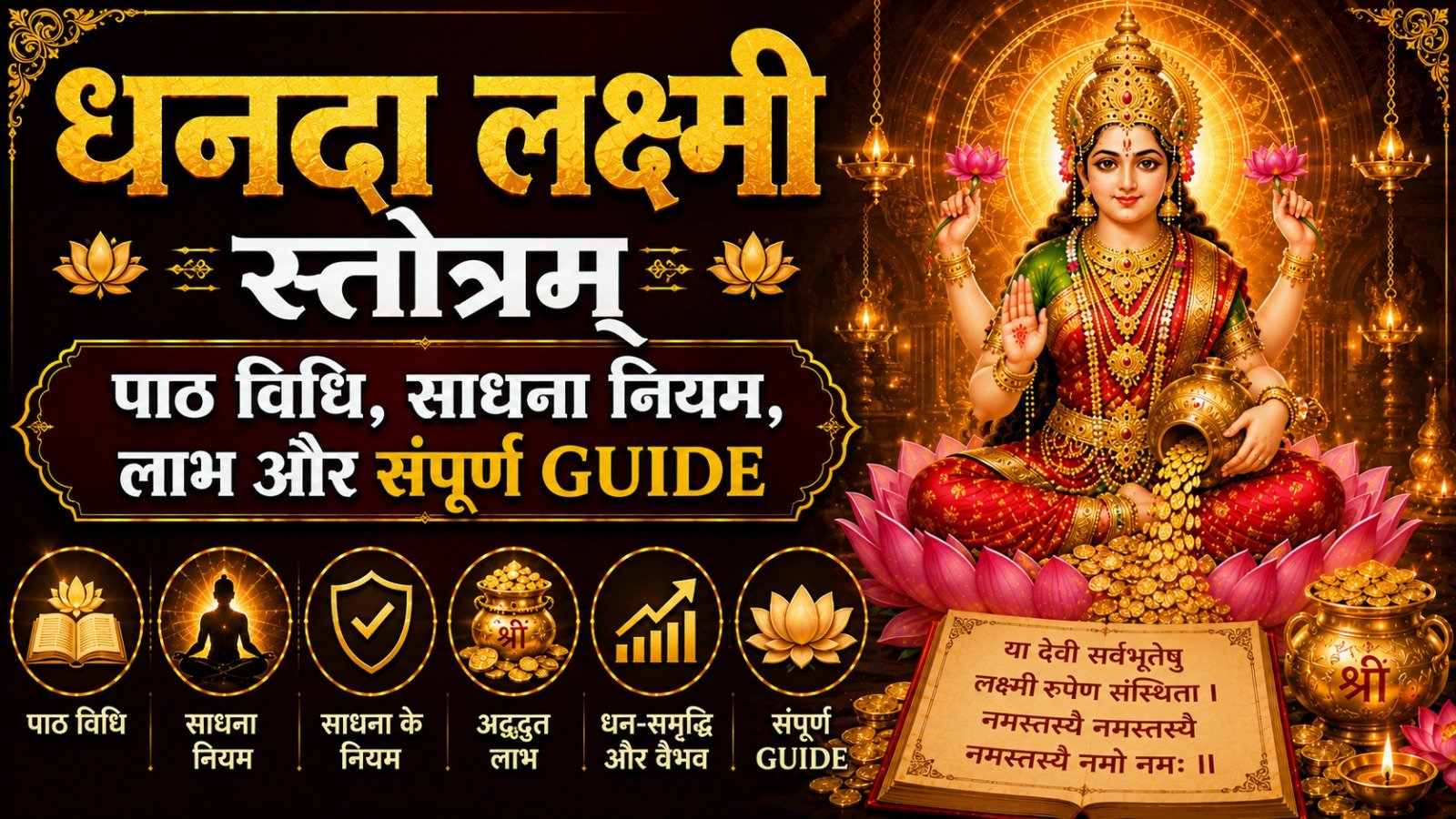 Dhanada Lakshmi Stotram धनदा लक्ष्मी स्तोत्रम् पाठ विधि साधना नियम लाभ और संपूर्ण GuideIt takes 11 minutes to read this article    Sadhanasin   Sadhanasin