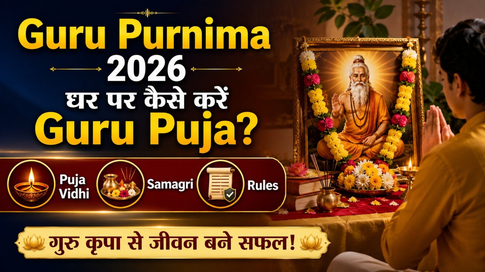Guru Purnima 2026 घर पर कैसे करें Guru Puja जानें Puja Vidhi Samagri  RulesIt takes 12 minutes to read this article    Sadhanasin   Sadhanasin