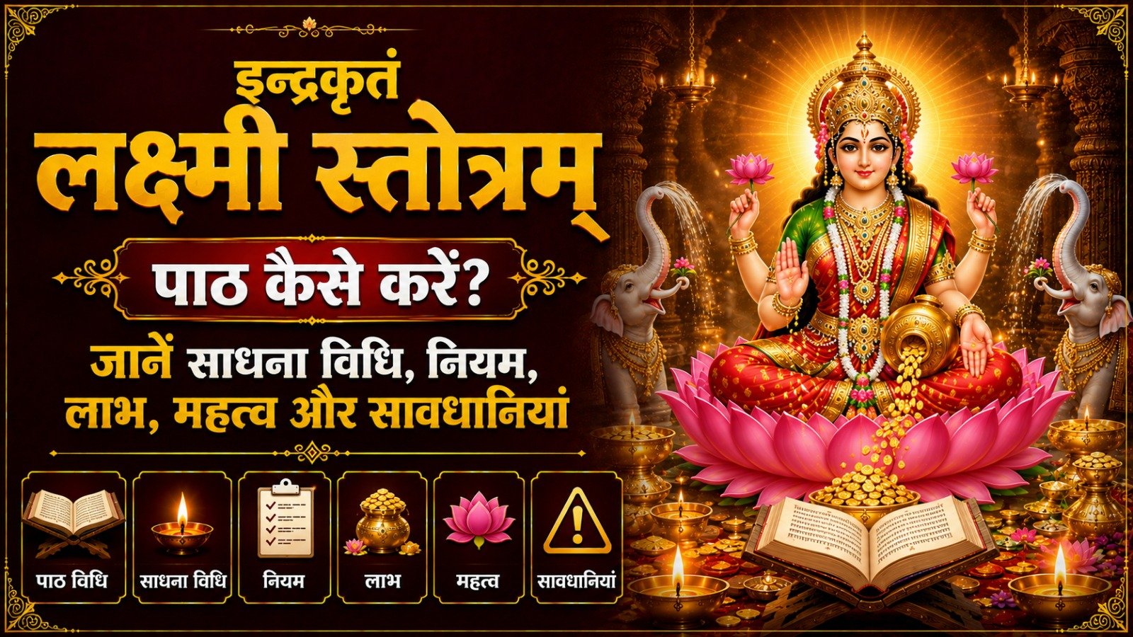 Lakshmi Stotra इन्द्रकृतं लक्ष्मी स्तोत्रम् पाठ कैसे करें जानें साधना विधि नियम लाभ महत्व और सावधानियांIt takes 14 minutes to read this article    Sadhanasin   Sadhanasin