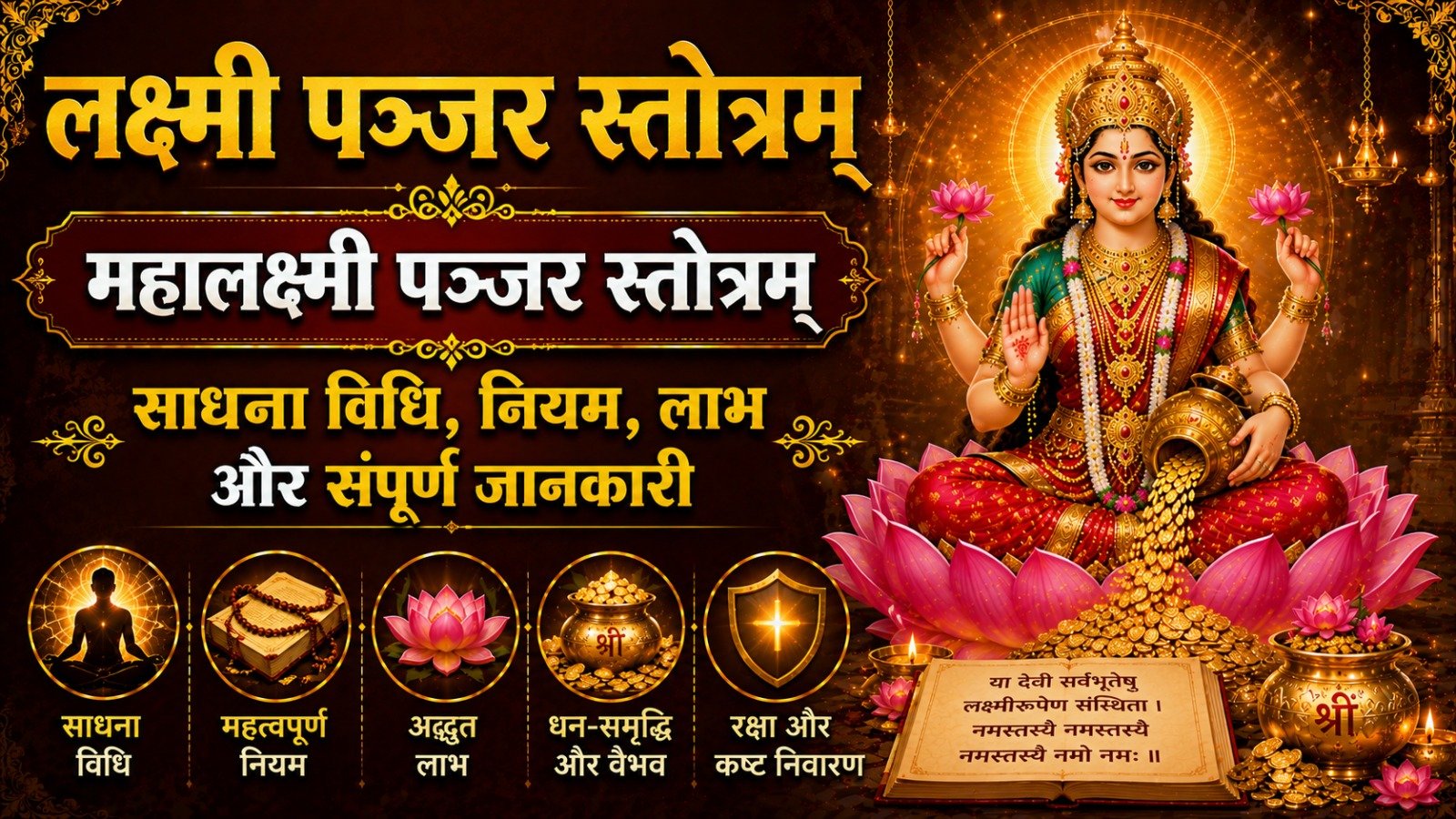 Lakshmi Panjar Stotra महालक्ष्मी पञ्जर स्तोत्रम् साधना विधि नियम लाभ और संपूर्ण जानकारीIt takes 14 minutes to read this article    Sadhanasin   Sadhanasin