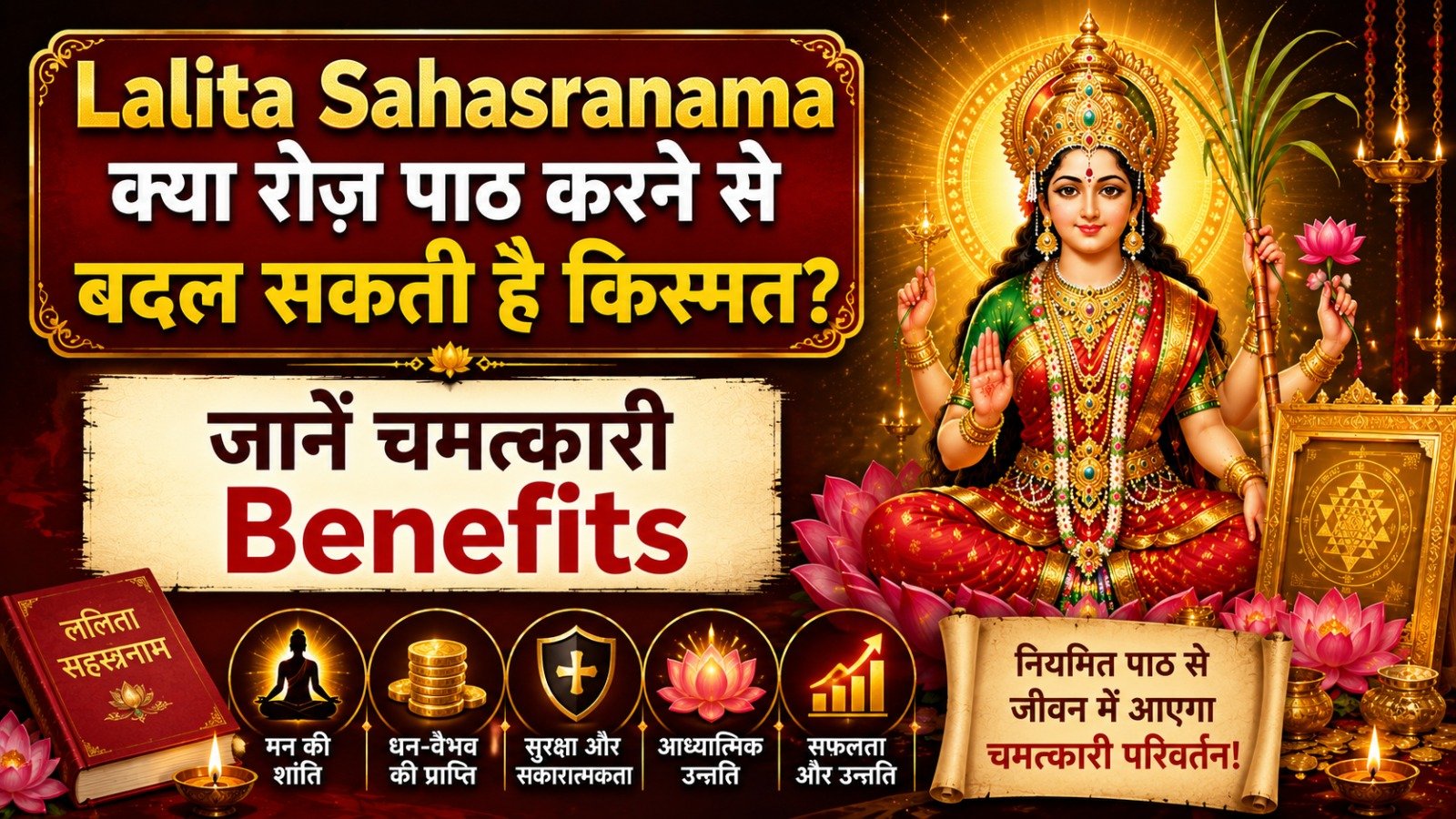 Lalita Sahasranama क्या रोज़ पाठ करने से बदल सकती है किस्मत जानें चमत्कारी BenefitsIt takes 10 minutes to read this article    Sadhanasin   Sadhanasin
