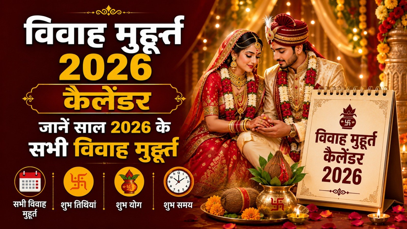 Marriage Muhurat 2026 Calendar जानें साल 2026 के सभी विवाह मुहूर्तIt takes 16 minutes to read this article    Sadhanasin   Sadhanasin