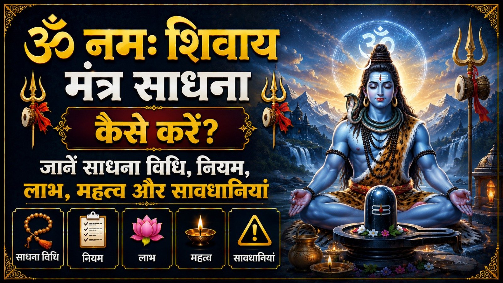Om Namah Shivaya Mantra Sadhana कैसे करें जानें साधना विधि नियम लाभ महत्व और सावधानियांIt takes 15 minutes to read this article    Sadhanasin   Sadhanasin