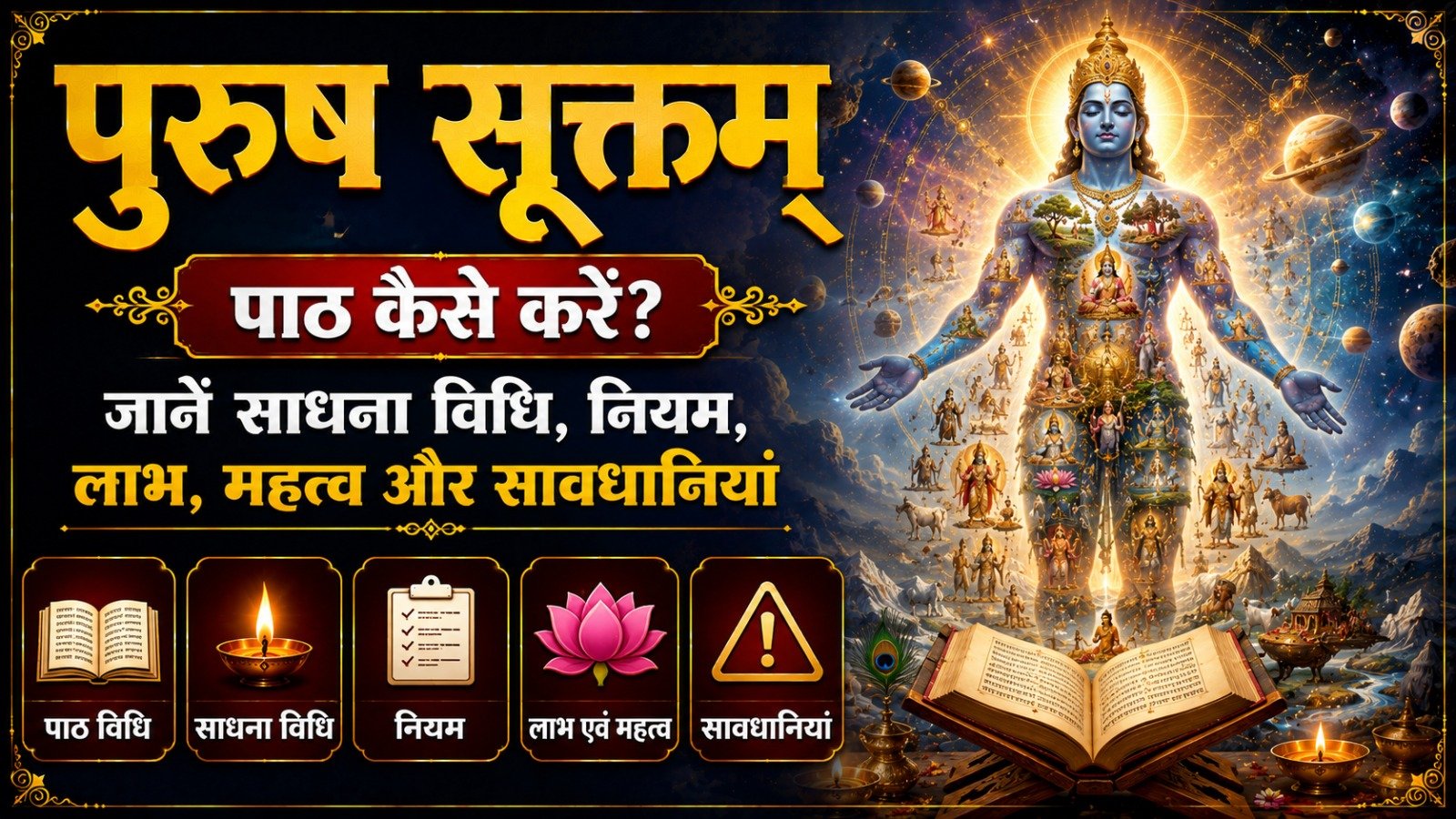 Purush Suktam पुरुष सूक्तम् पाठ कैसे करें जानें साधना विधि नियम लाभ महत्व और सावधानियांIt takes 13 minutes to read this article    Sadhanasin   Sadhanasin