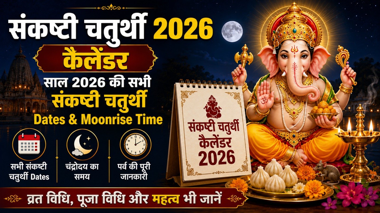 Sankashti Chaturthi 2026 Calender साल 2026 की सभी संकष्टी चतुर्थी Dates  Moonrise TimeIt takes 16 minutes to read this article    Sadhanasin   Sadhanasin