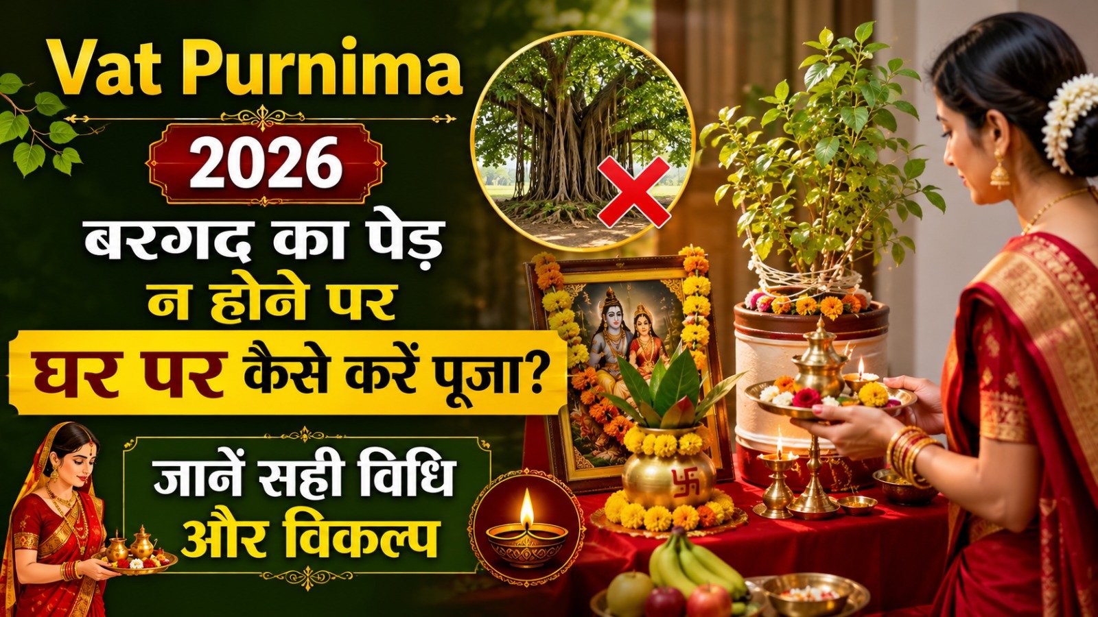 Vat Purnima 2026 बरगद का पेड़ न होने पर घर पर कैसे करें पूजा जानें सही विधि और विकल्पIt takes 14 minutes to read this article    Sadhanasin   Sadhanasin
