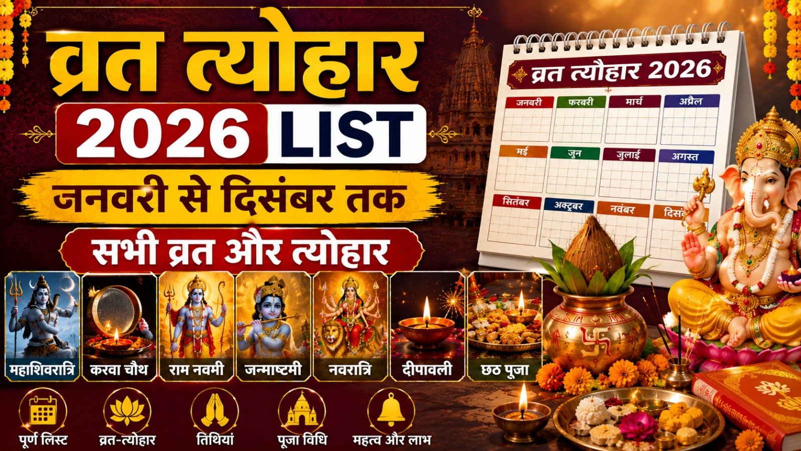 Vrat Tyohar 2026 List जनवरी से दिसंबर तक सभी व्रत और त्योहारIt takes 18 minutes to read this article    Sadhanasin   Sadhanasin