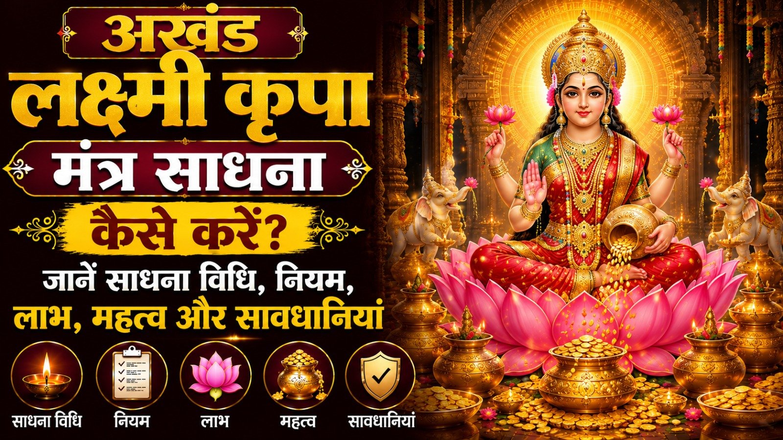 Akhand Lakshmi Kripa Mantra Sadhana कैसे करें जानें साधना विधि नियम लाभ महत्व और सावधानियांIt takes 17 minutes to read this article    Sadhanasin   Sadhanasin
