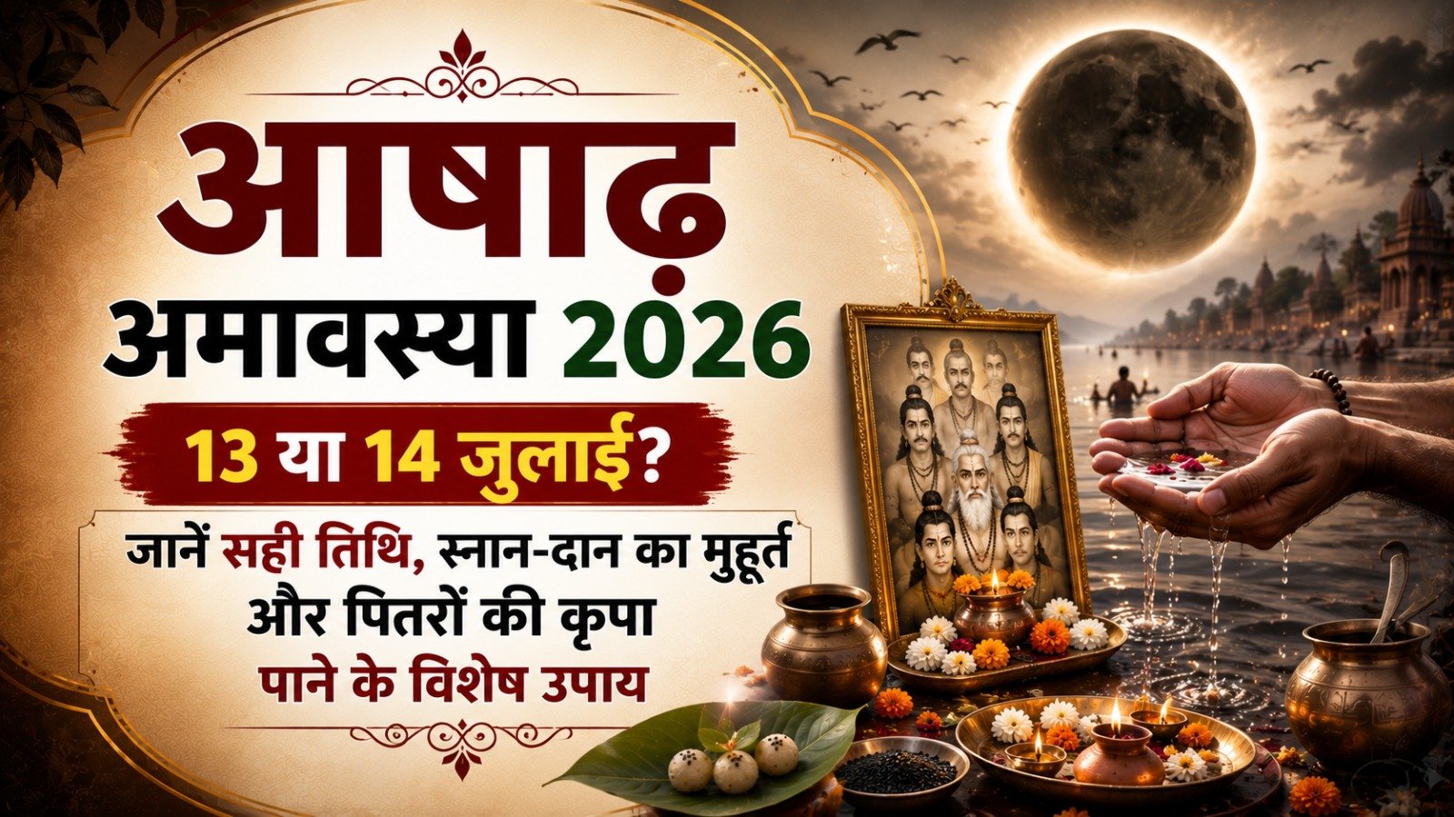 Ashadha Amavasya 2026 13 या 14 जुलाई जानें सही तिथि स्नान दान का मुहूर्त और पितरों की कृपा पाने के विशेष उपाय   Sadhanasin   Sadhanasin