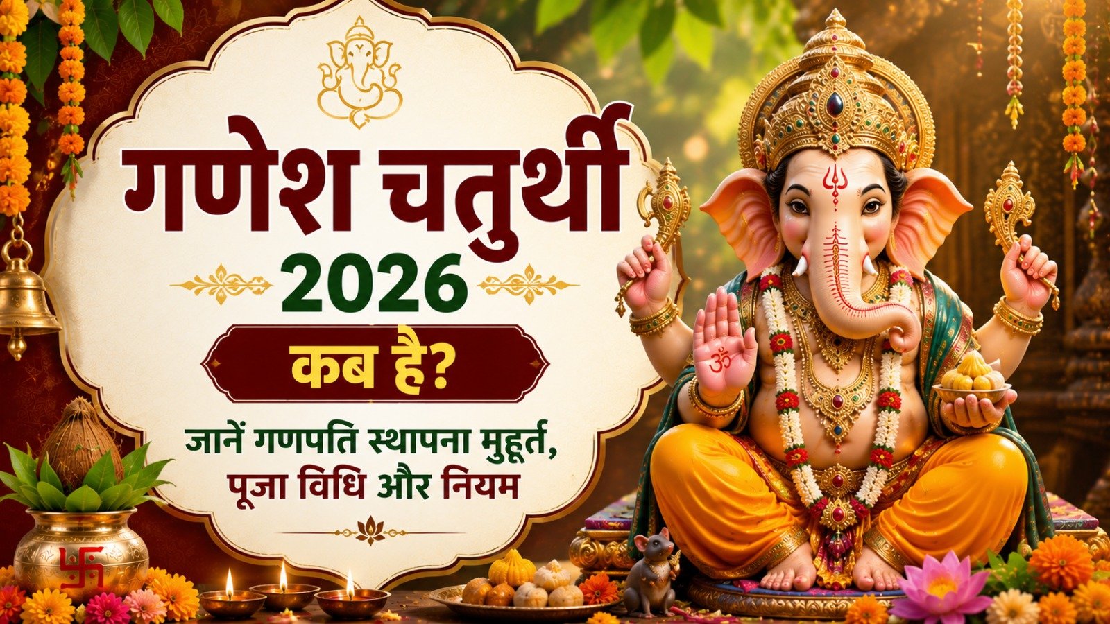 Ganesh Chaturthi 2026 गणेश चतुर्थी कब है जानें गणपति स्थापना मुहूर्त पूजा विधि और नियम   Sadhanasin   Sadhanasin