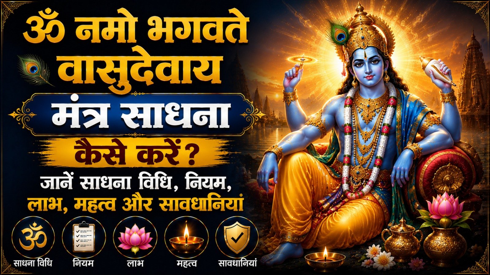 Om Namo Bhagavate Vasudevaya Mantra Sadhana कैसे करें जानें साधना विधि नियम लाभ महत्व और सावधानियांIt takes 12 minutes to read this article    Sadhanasin   Sadhanasin