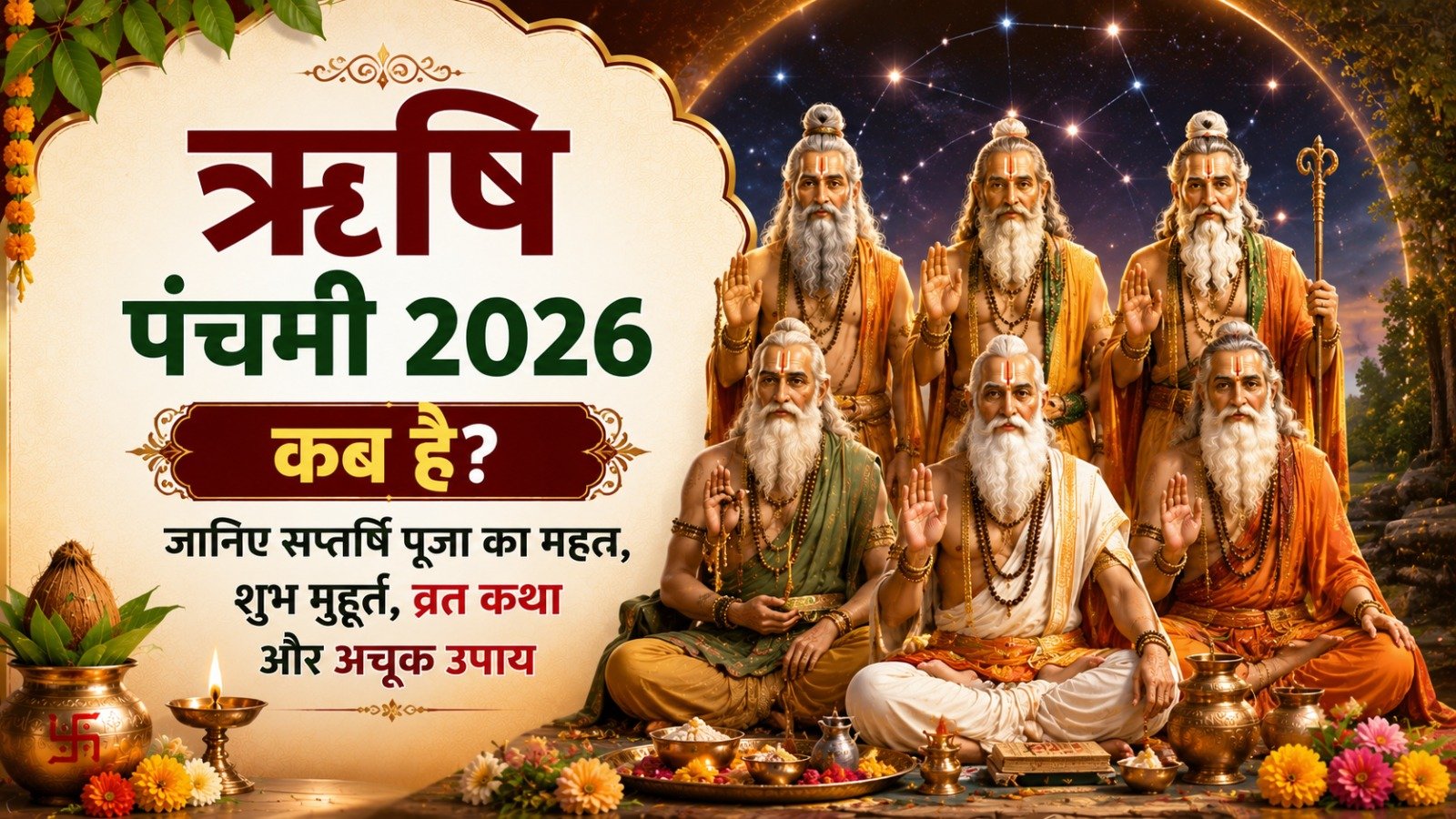Rishi Panchami 2026 Date ऋषि पंचमी कब है जानिए सप्तर्षि पूजा का महत्व शुभ मुहूर्त व्रत कथा और अचूक उपाय   Sadhanasin   Sadhanasin