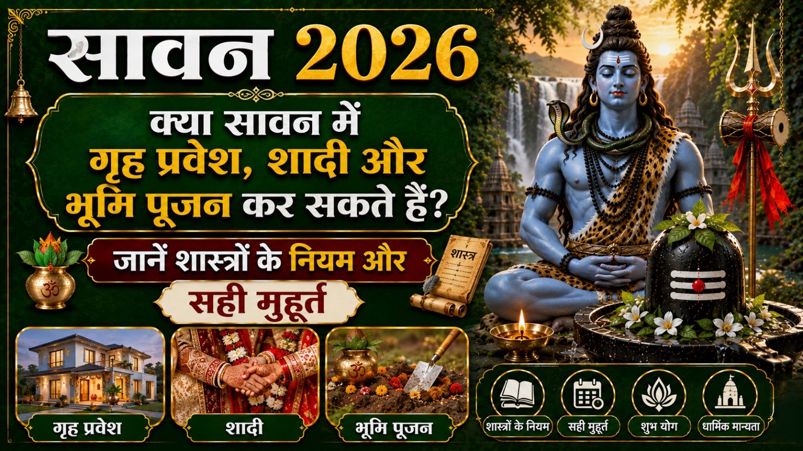 Sawan 2026 क्या सावन में गृह प्रवेश शादी और भूमि पूजन कर सकते हैं जानें शास्त्रों के नियम और सही मुहूर्तIt takes 12 minutes to read this article    Sadhanasin   Sadhanasin
