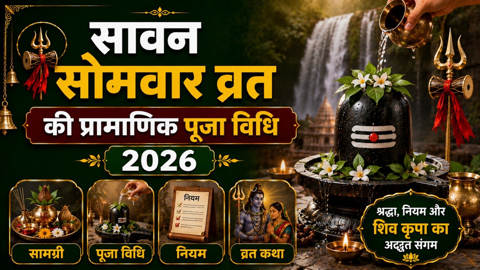 सावन सोमवार व्रत की प्रामाणिक पूजा विधि सामग्री नियम और कथा 2026   Sadhanasin   Page 7   Sadhanasin