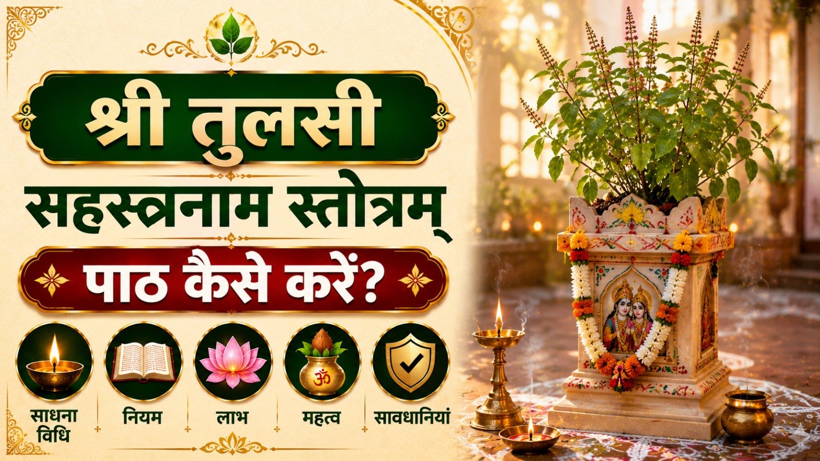 Shri Tulsi Sahasranama Stotram श्री तुलसी सहस्रनाम स्तोत्रम् पाठ कैसे करें जानें साधना विधि नियम लाभ महत्व और सावधानियांIt takes 37 minutes to read this article    Sadhanasin   Sadhanasin