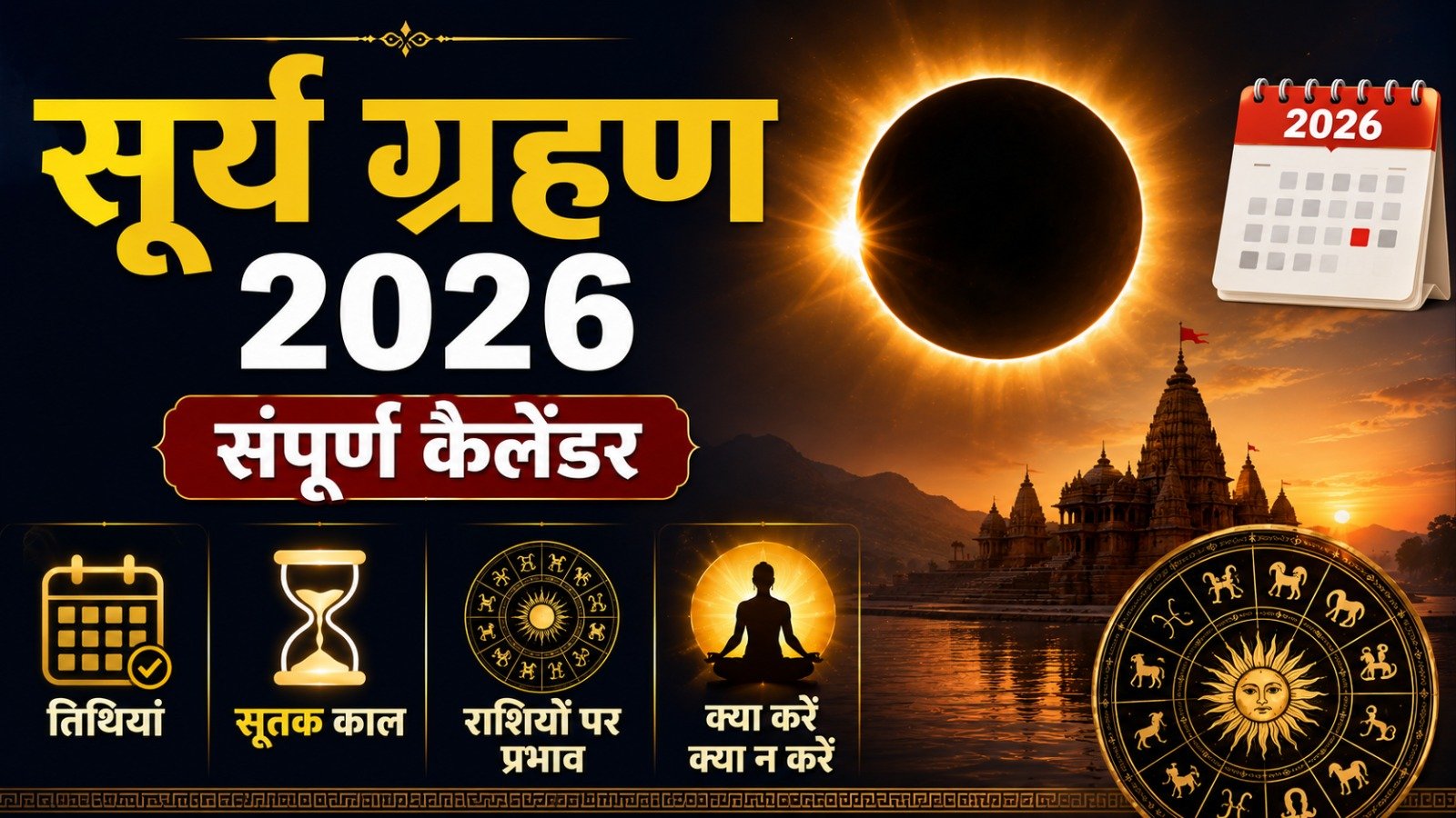 Surya Grahan 2026 Calendar संपूर्ण कैलेंडर तिथियां सूतक काल और राशियों पर प्रभावIt takes 13 minutes to read this article    Sadhanasin   Sadhanasin